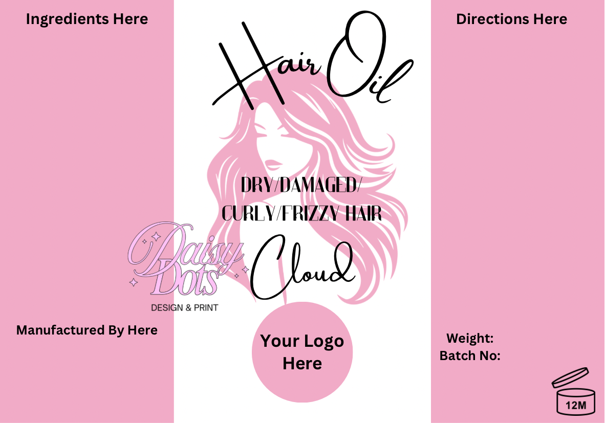 Hair Oil Wraparound Labels - FizzyWhiz - Custom Cut
