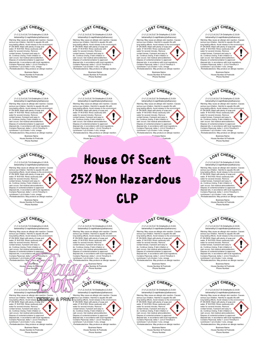 House Of Scent CLP 25% NON HAZARDOUS