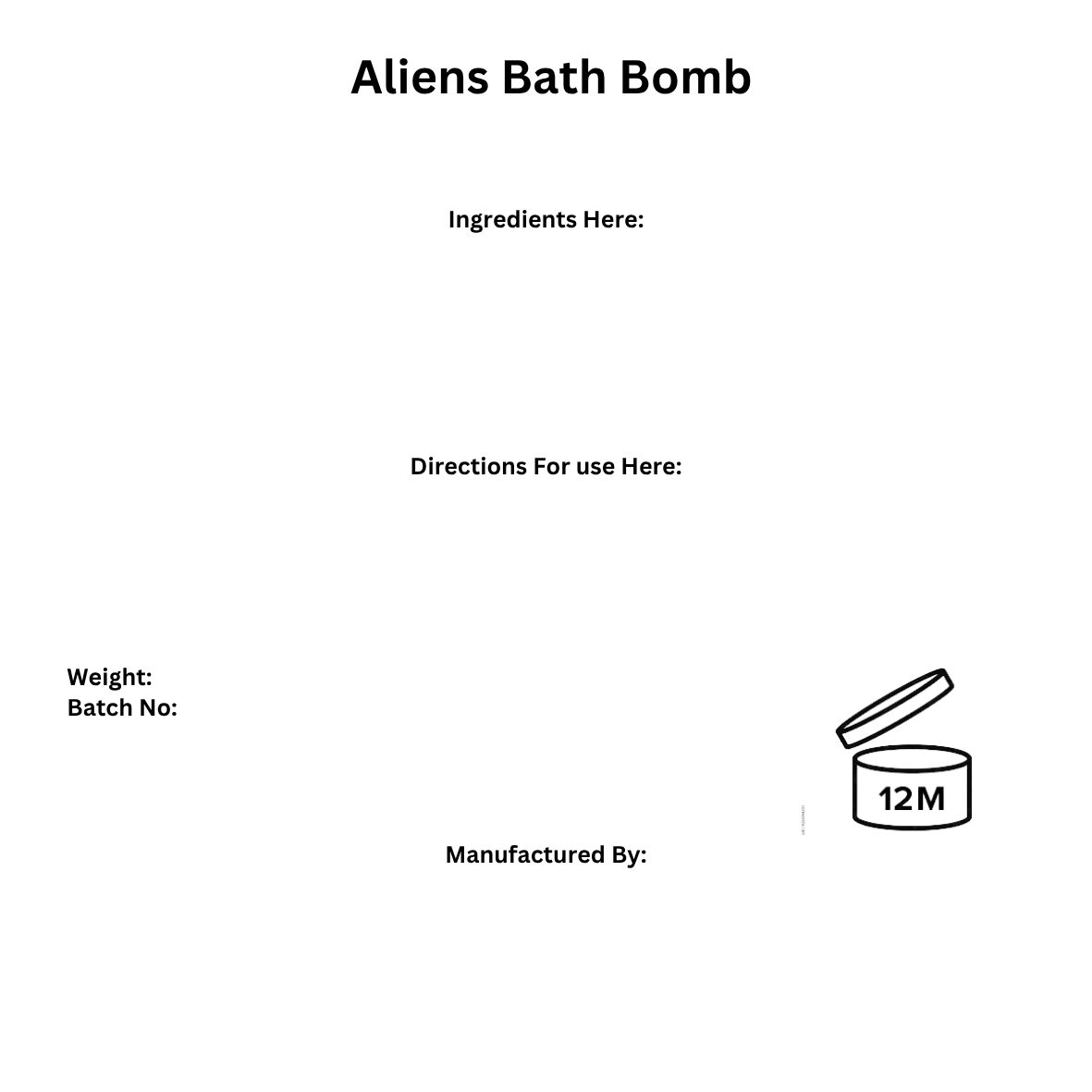 Bath Bomb Ingredient Labels - FizzyWhiz
