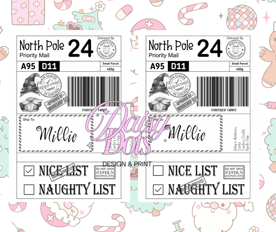 Personalised Magical Christmas Santas Gift Postage Label Sticker 6 x 4 X10 Labels