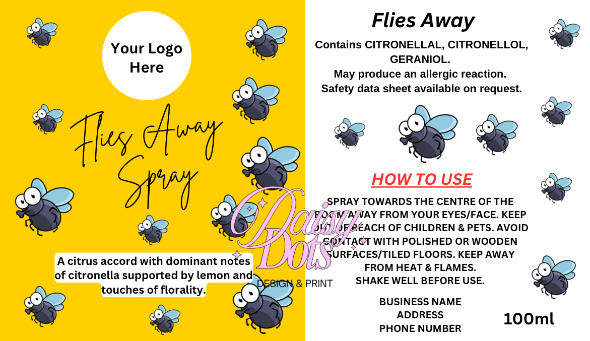 Flies Away Spray Wraparound Labels