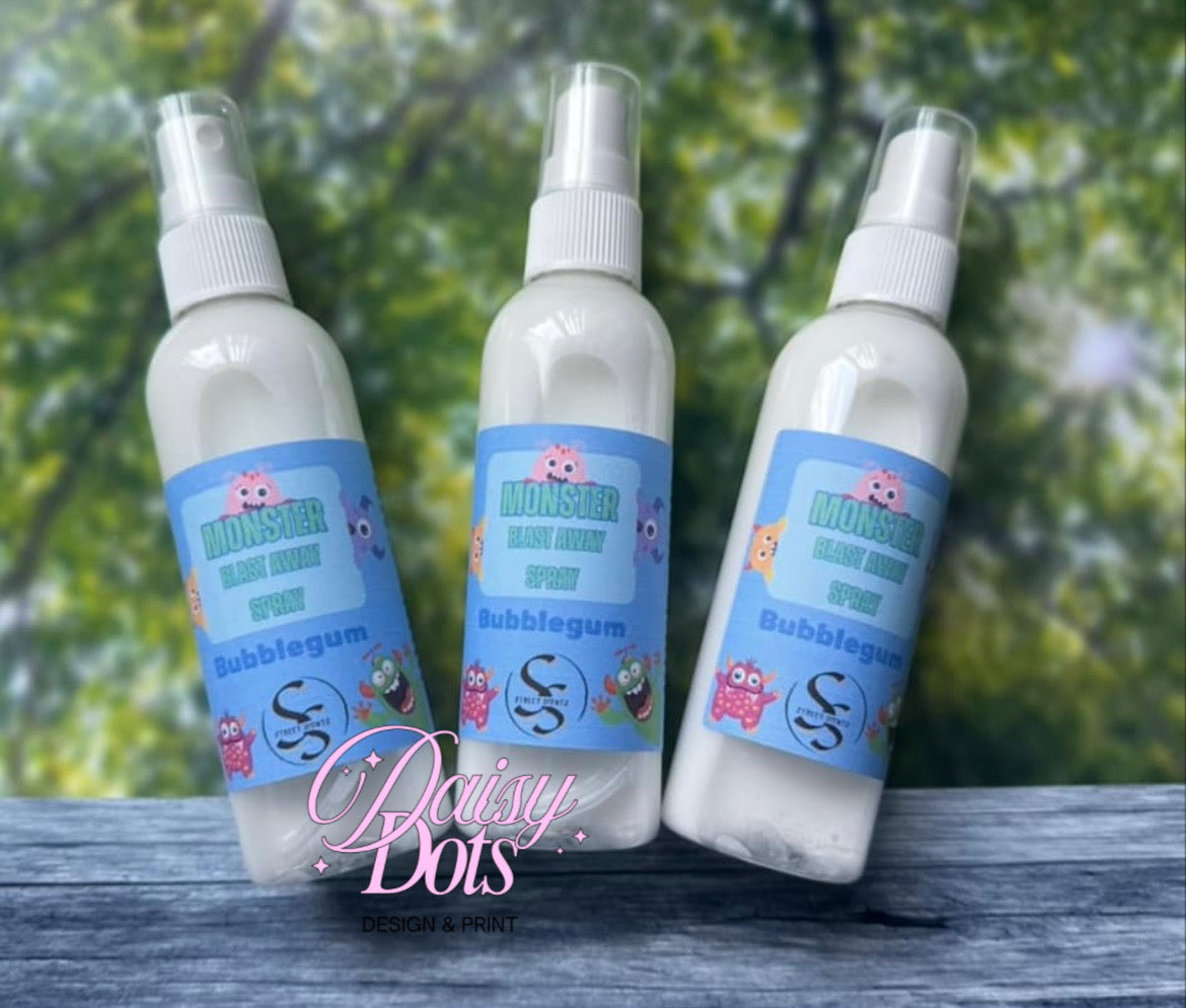 Monster Blast Away Spray Wraparound Labels