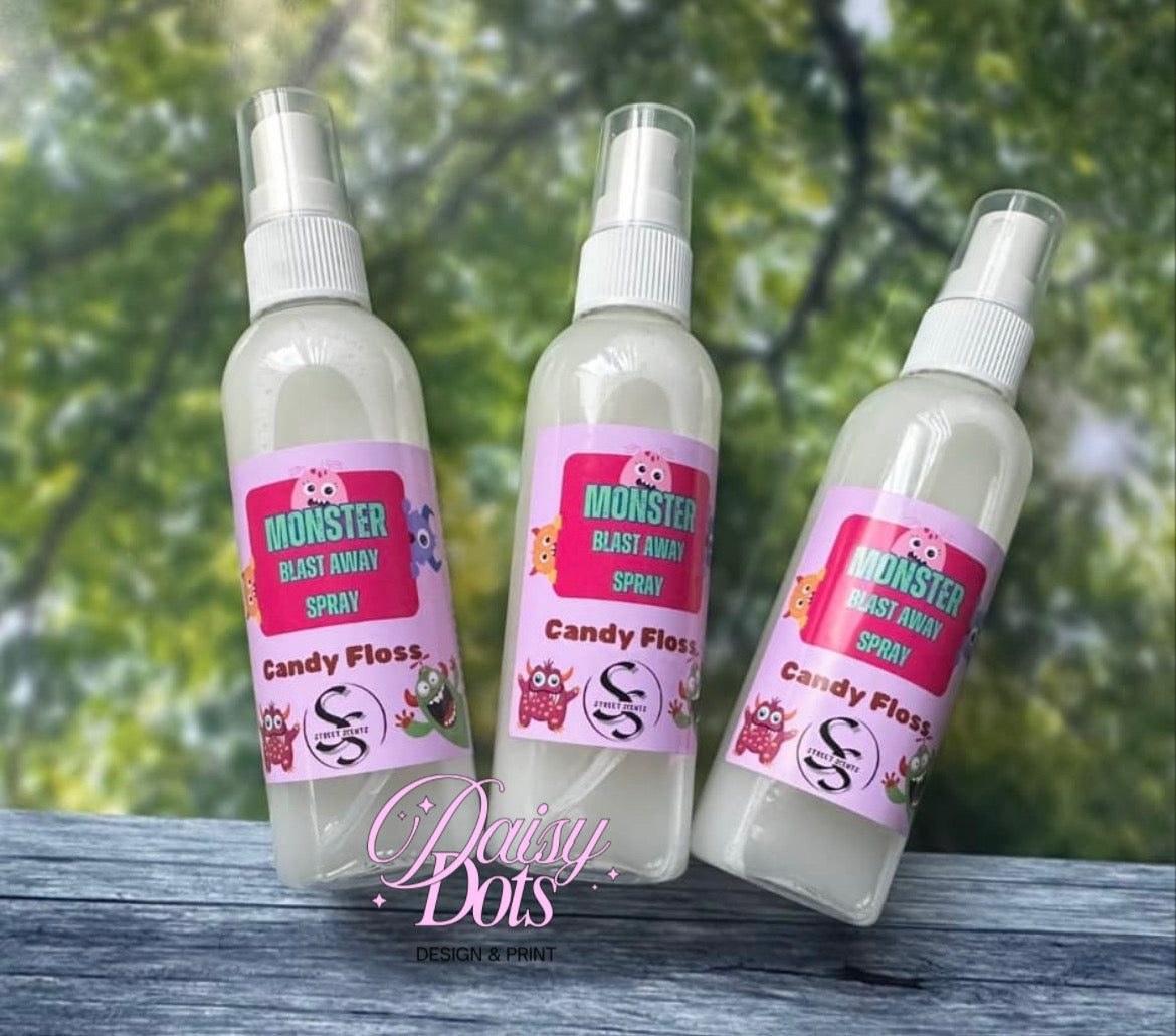 Monster Blast Away Spray Wraparound Labels