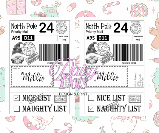 Personalised Magical Christmas Santas Gift Postage Label Sticker 6 x 4 X10 Labels