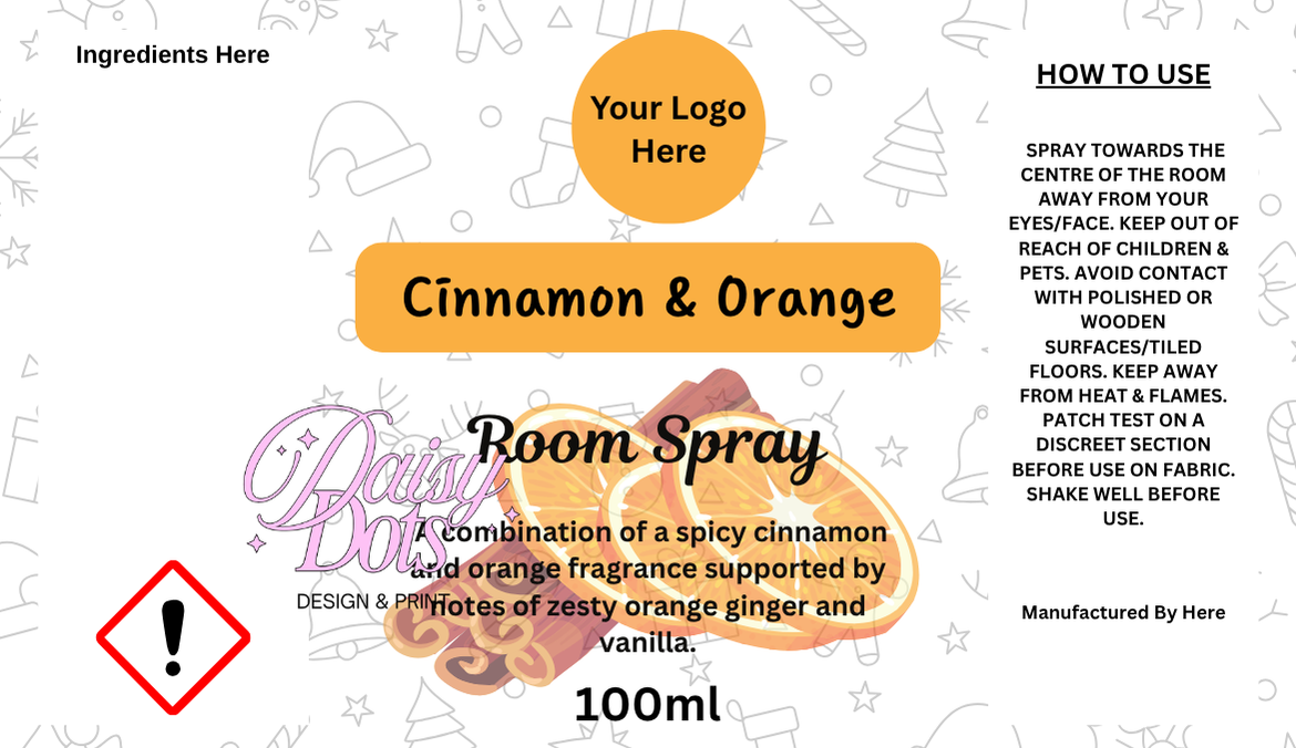 Christmas Themed Room Spray Wraparound Labels