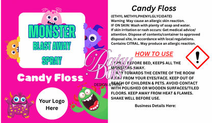 Monster Blast Away Spray Wraparound Labels